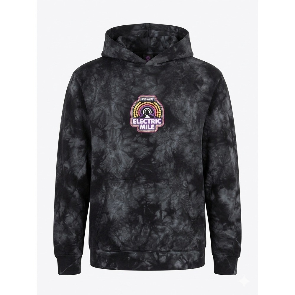 Insomniac Electric Mile Hoodie Mens Large Black Tie Dye Rave Festival Sweatshirt